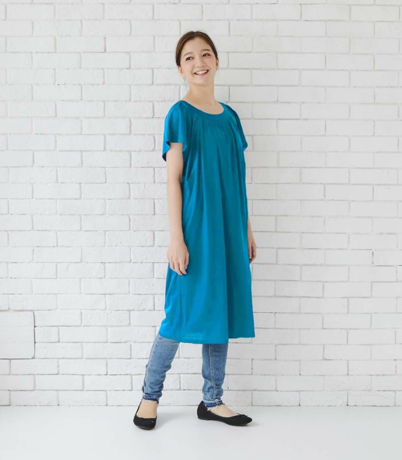 試着対象】オーガニックドットワンピース 授乳服 マタニティ服