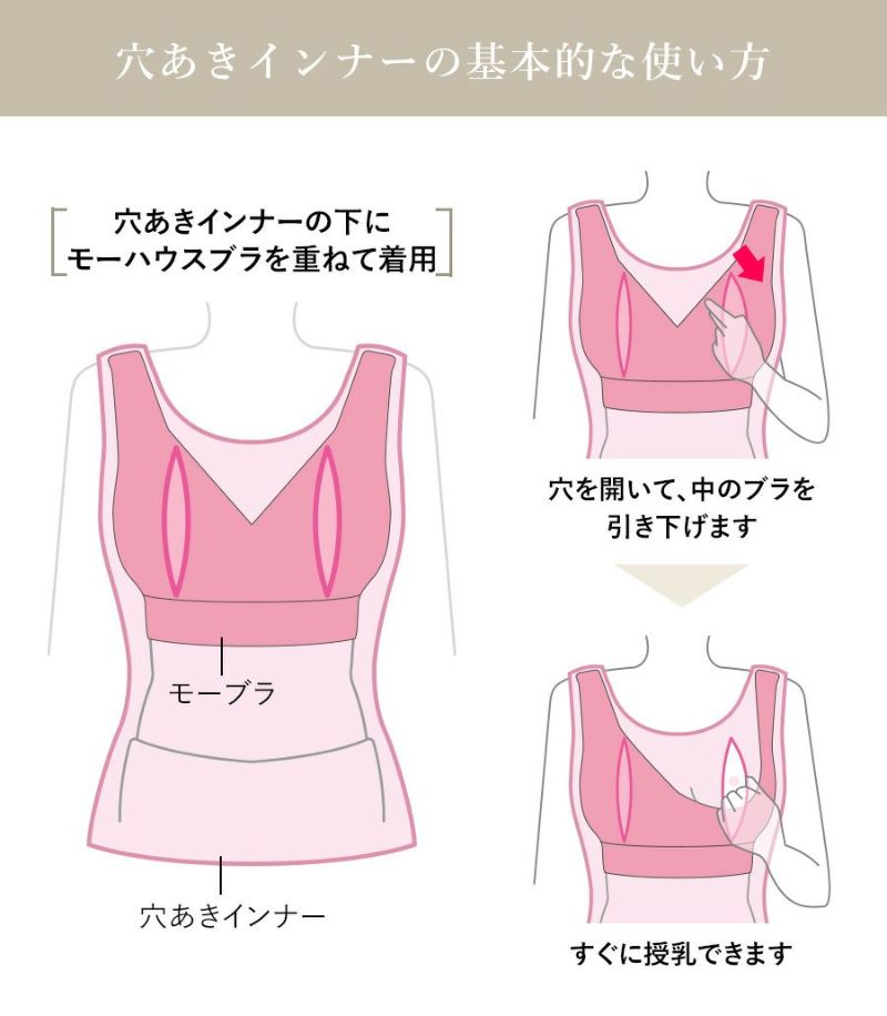 シンプル穴あき（キャミソール） 授乳用インナー | 授乳服