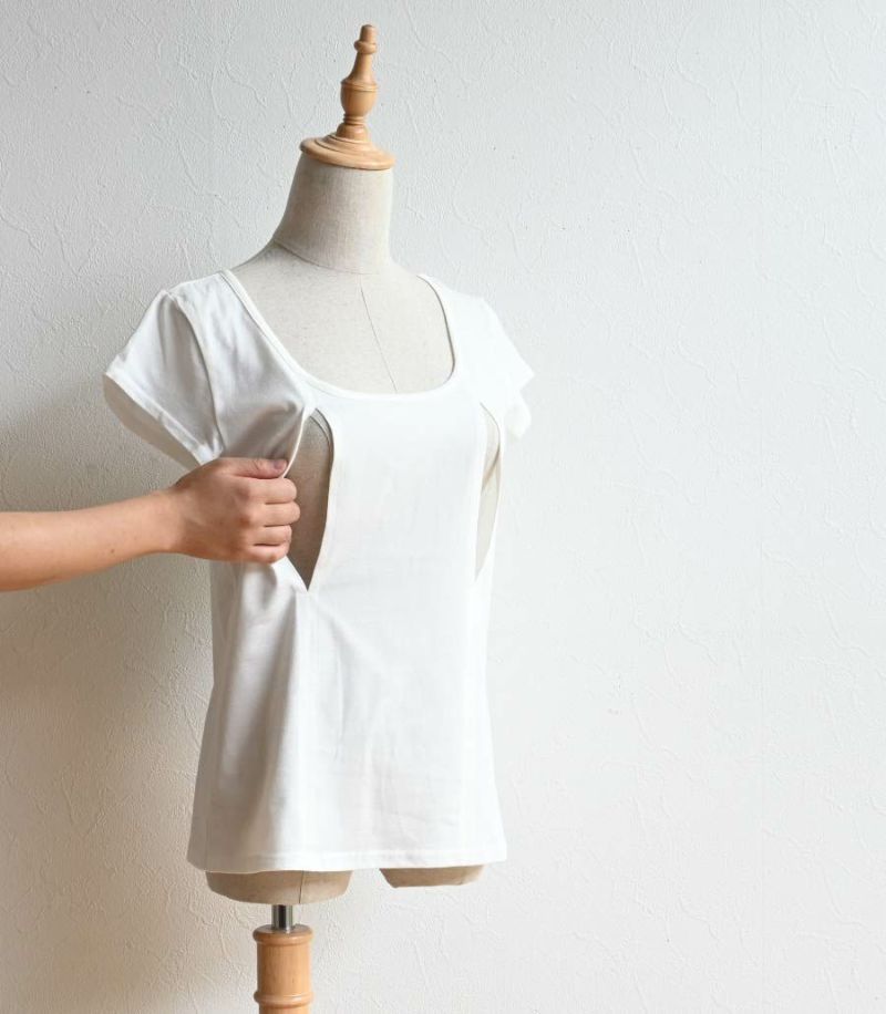 コットン100穴あきシャツ(一分袖) 授乳用インナー | 授乳服