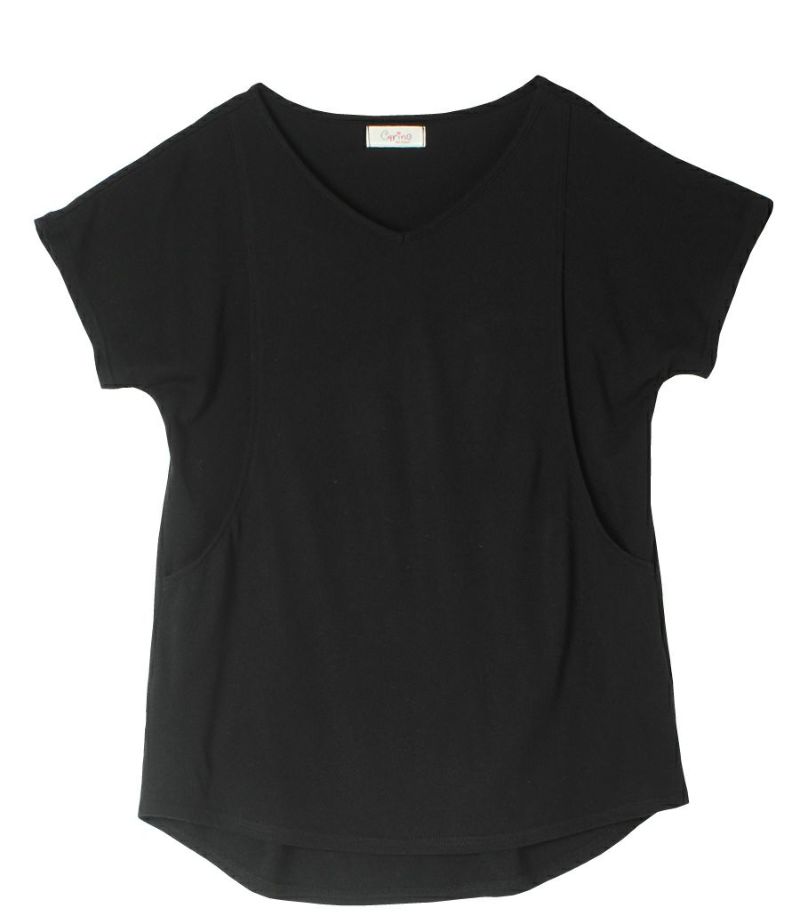 CARINO-DT　VネックT 授乳服 日本製【授乳服・マタニティウェア・授乳ブラ】