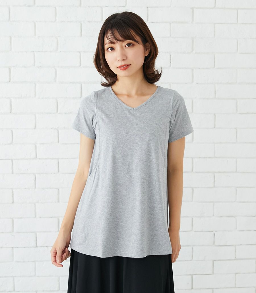 CARINO-DT　チュニックショートスリーブ 授乳服 日本製【授乳服・マタニティウェア・授乳ブラ】