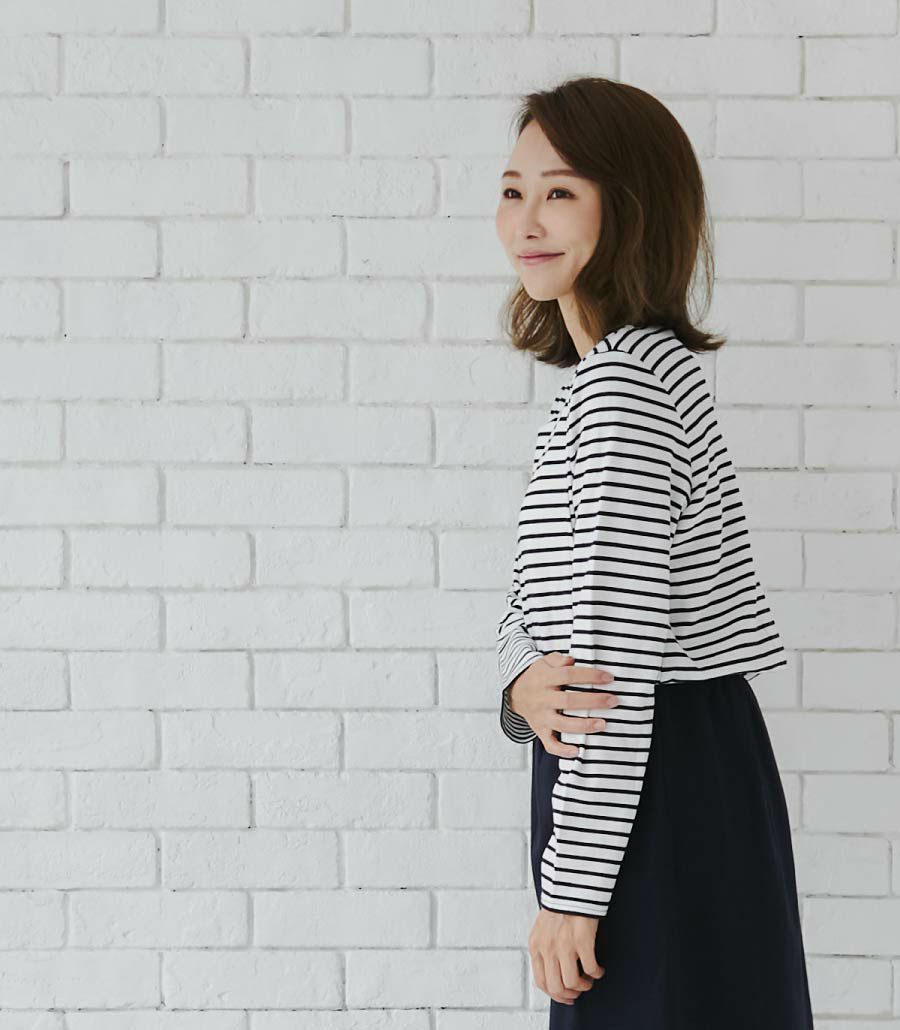 ポンチボーダーワンピ 授乳服 日本製【授乳服・マタニティウェア・授乳ブラ】