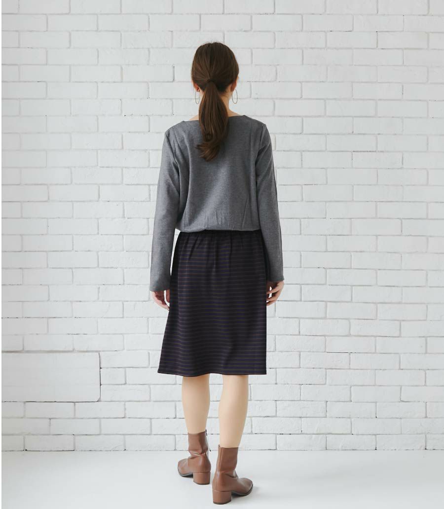 ポンチボーダーワンピ 授乳服 日本製【授乳服・マタニティウェア・授乳ブラ】