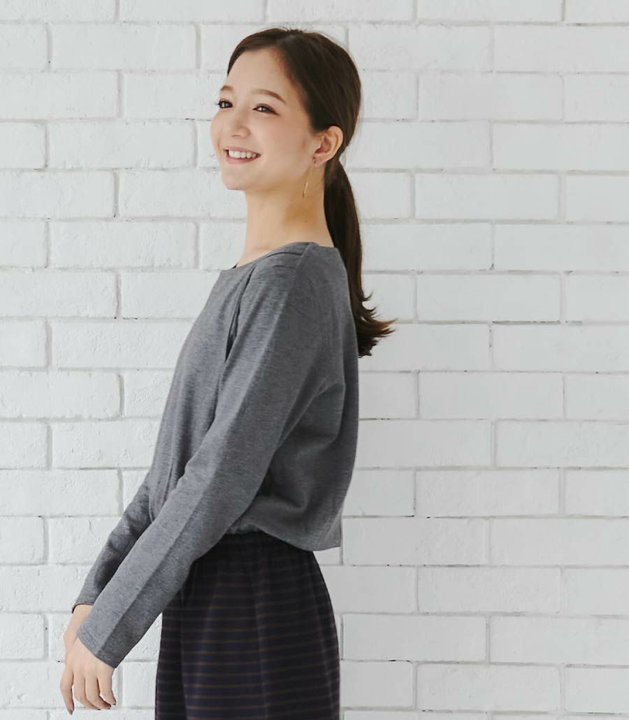 ポンチボーダーワンピ 授乳服 日本製【授乳服・マタニティウェア・授乳ブラ】