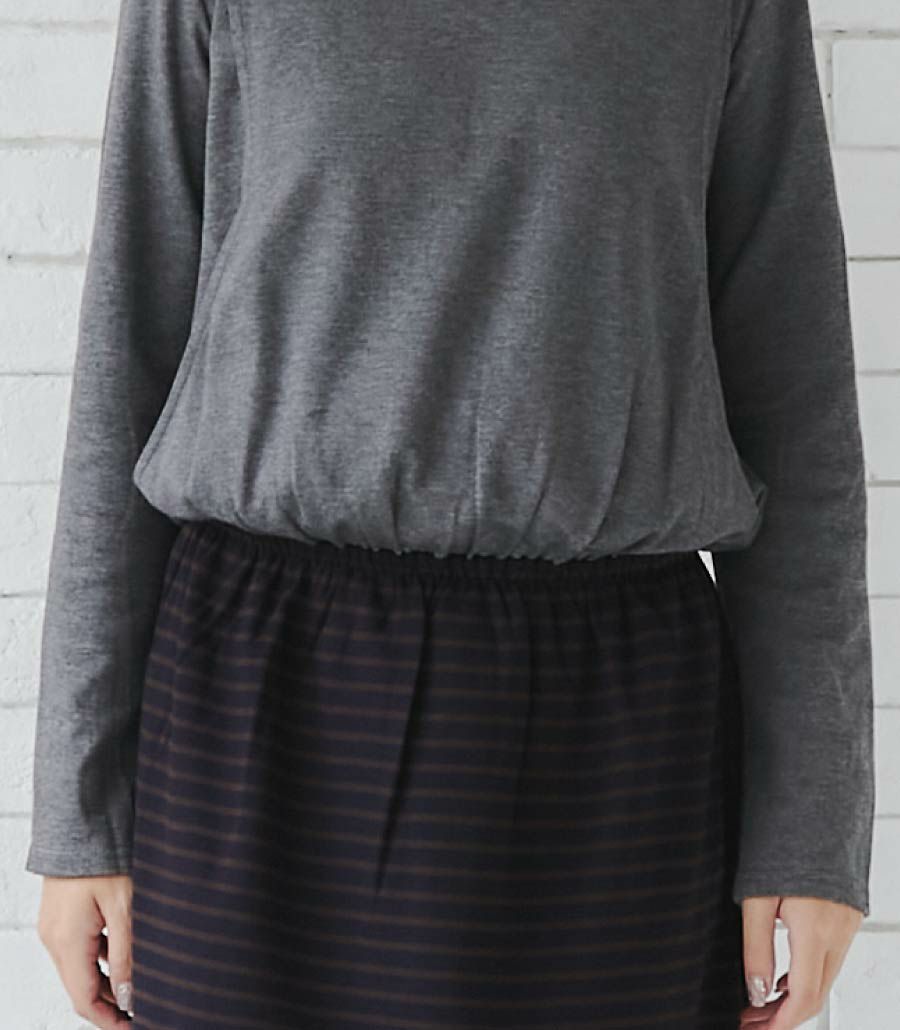 ポンチボーダーワンピ 授乳服 日本製【授乳服・マタニティウェア・授乳ブラ】