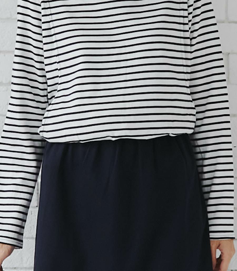 ポンチボーダーワンピ 授乳服 日本製【授乳服・マタニティウェア・授乳ブラ】