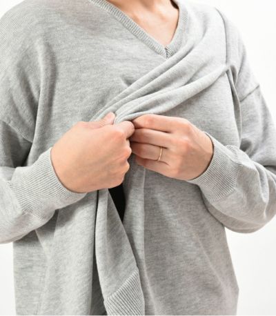 【試着OK】シンプルVニット　授乳服 マタ二ティ服【授乳服・マタニティウェア・授乳ブラ】
