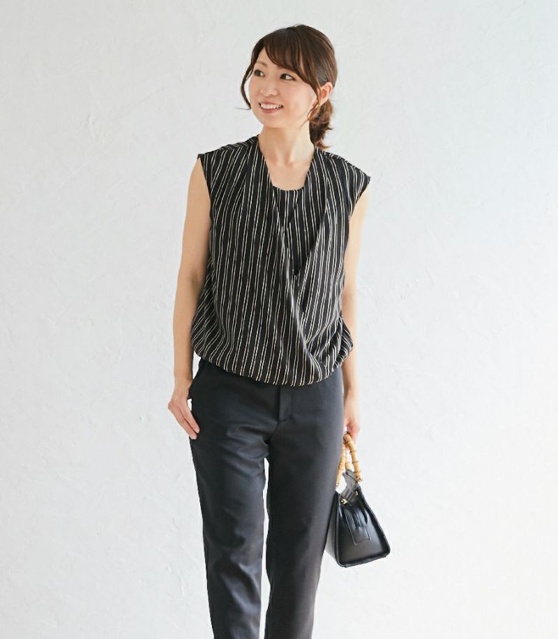 ストライプカシュクールトップス 授乳服 日本製【授乳服・マタニティウェア・授乳ブラ】