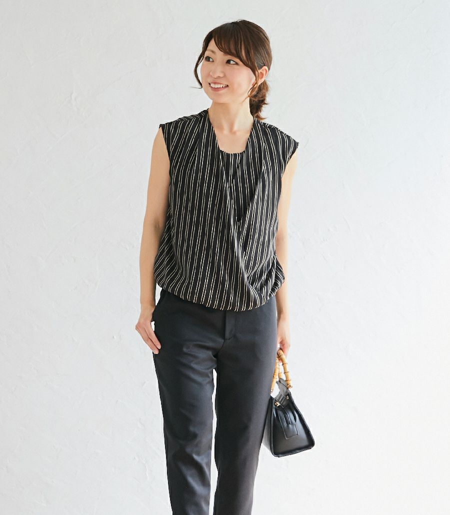 ストライプカシュクールトップス 授乳服 日本製【授乳服・マタニティウェア・授乳ブラ】