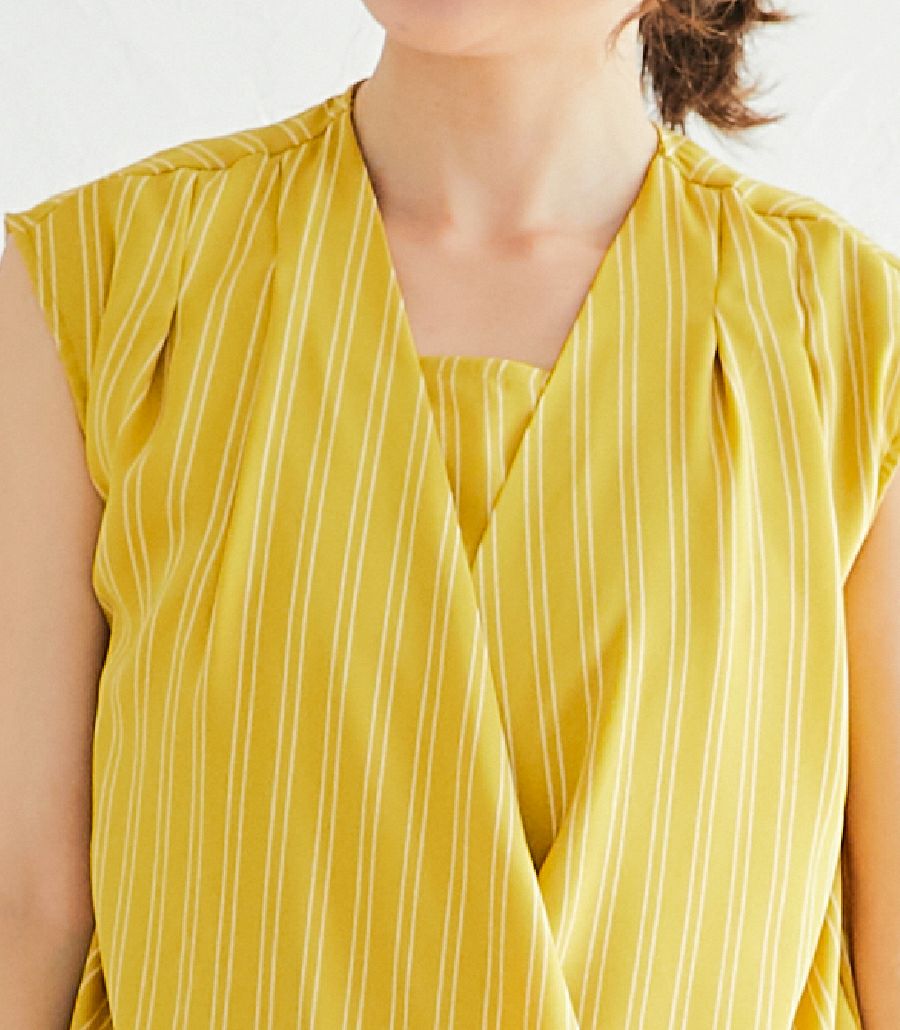 ストライプカシュクールトップス 授乳服 日本製【授乳服・マタニティウェア・授乳ブラ】