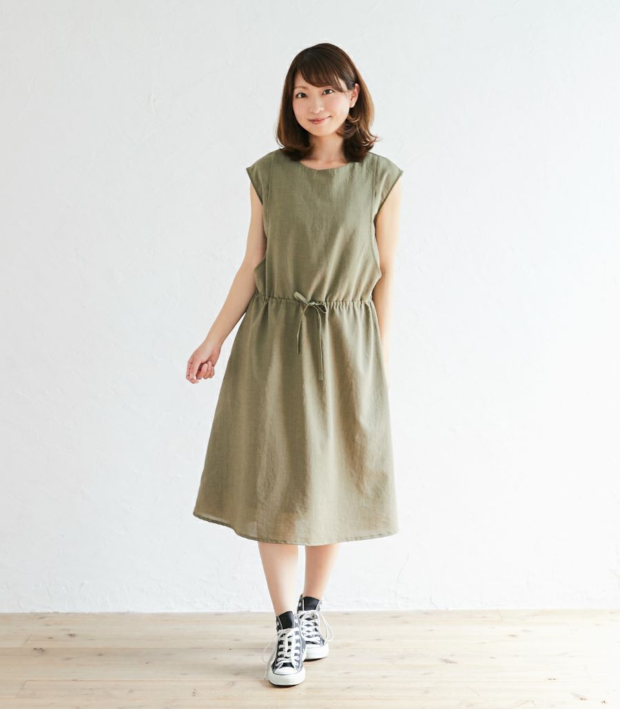 期間限定2buy10 Off ウエストマークノースリーブワンピース 授乳服 マタニティ服 日本製 授乳服 マタニティ服 授乳ワンピ 大人かわいい授乳ワンピース 日本製 モーハウス