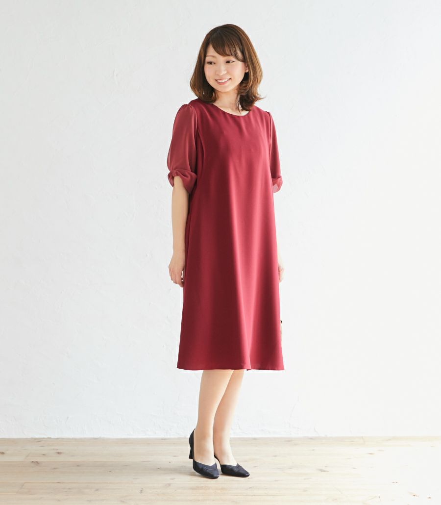 リボンスリーブワンピース 授乳服 マタニティ服 フォーマル授乳服 日本製 授乳服 マタニティ服 フォーマル授乳服 日本製 大人かわいい授乳服
