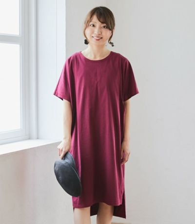 カラーステッチＴシャツワンピース 授乳服 マタニティ服 日本製【授乳服・マタニティウェア・授乳ブラ】