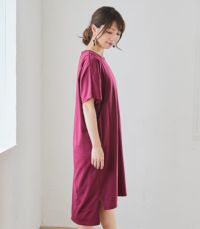 カラーステッチＴシャツワンピース 授乳服 マタニティ服 日本製【授乳服・マタニティウェア・授乳ブラ】