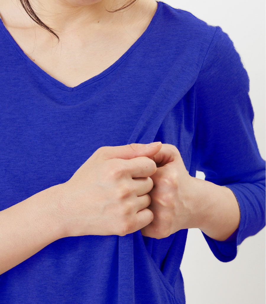 CARINO-DTチュニック（ベリー・ロイヤルブルー） 授乳服【授乳服・マタニティウェア・授乳ブラ】