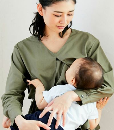 ペプラムトップス 授乳服 日本製【授乳服・マタニティウェア・授乳ブラ】