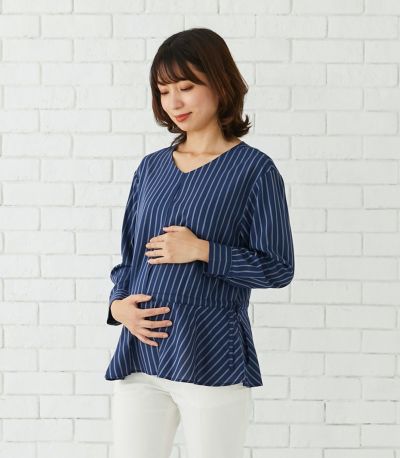 ペプラムトップス 授乳服 日本製【授乳服・マタニティウェア・授乳ブラ】