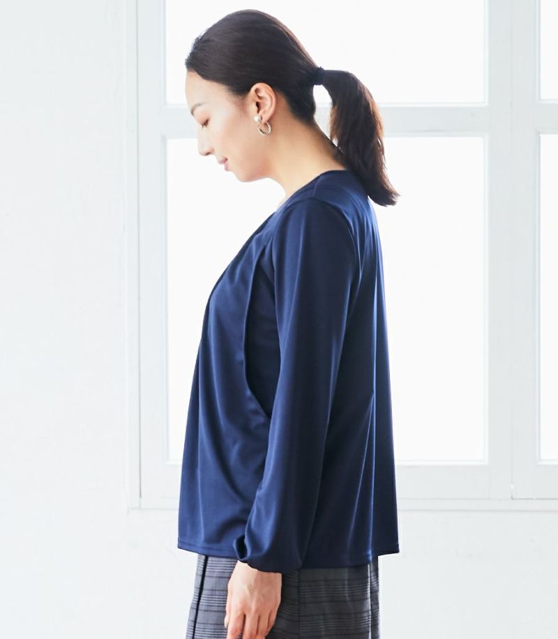 タックブラウス 授乳服 マタニティ服 日本製【授乳服・マタニティウェア・授乳ブラ】