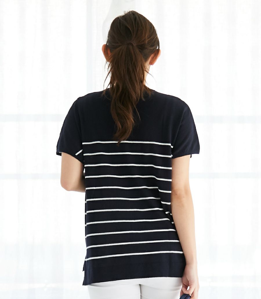 Ｖネックサマーニット<br>授乳服 マタニティ服【授乳服・マタニティウェア・授乳ブラ】