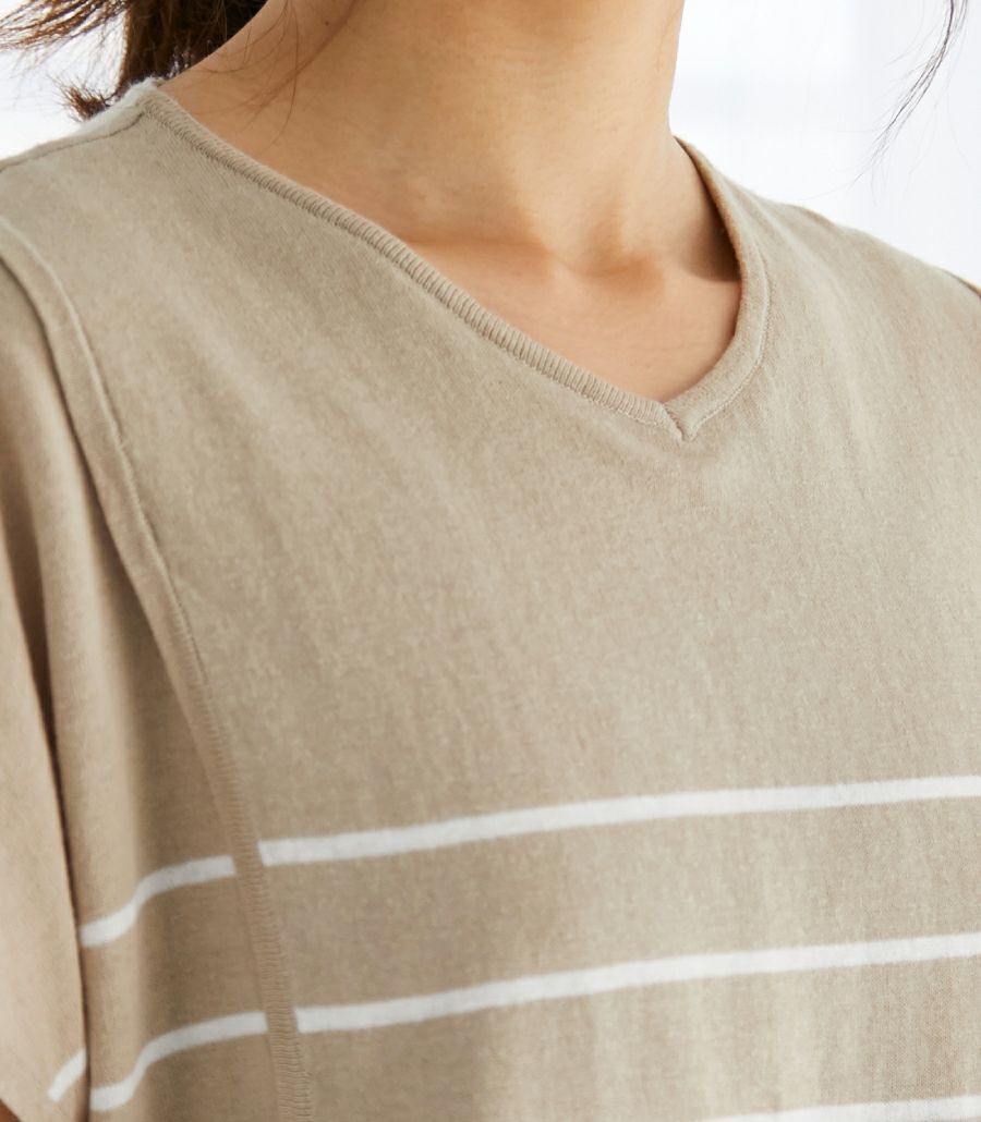 Ｖネックサマーニット<br>授乳服 マタニティ服【授乳服・マタニティウェア・授乳ブラ】