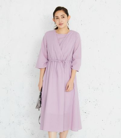 カシュクールワンピース<br>授乳服 マタニティ服　日本製【授乳服・マタニティウェア・授乳ブラ】