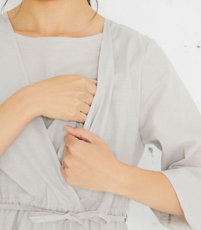カシュクールワンピース<br>授乳服 マタニティ服　日本製【授乳服・マタニティウェア・授乳ブラ】