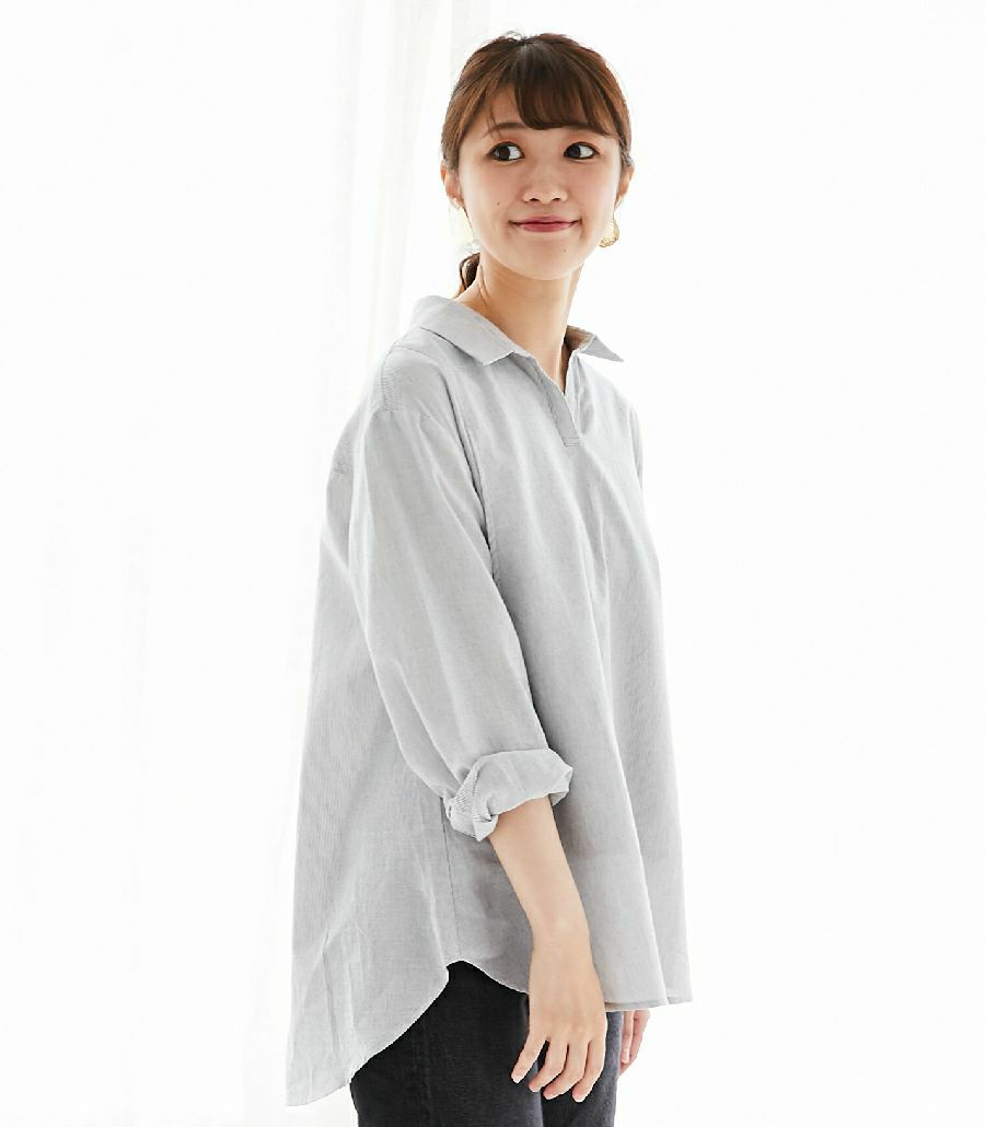 オーガニックコットンシャツ 授乳服 マタニティ服 日本製【授乳服・マタニティウェア・授乳ブラ】