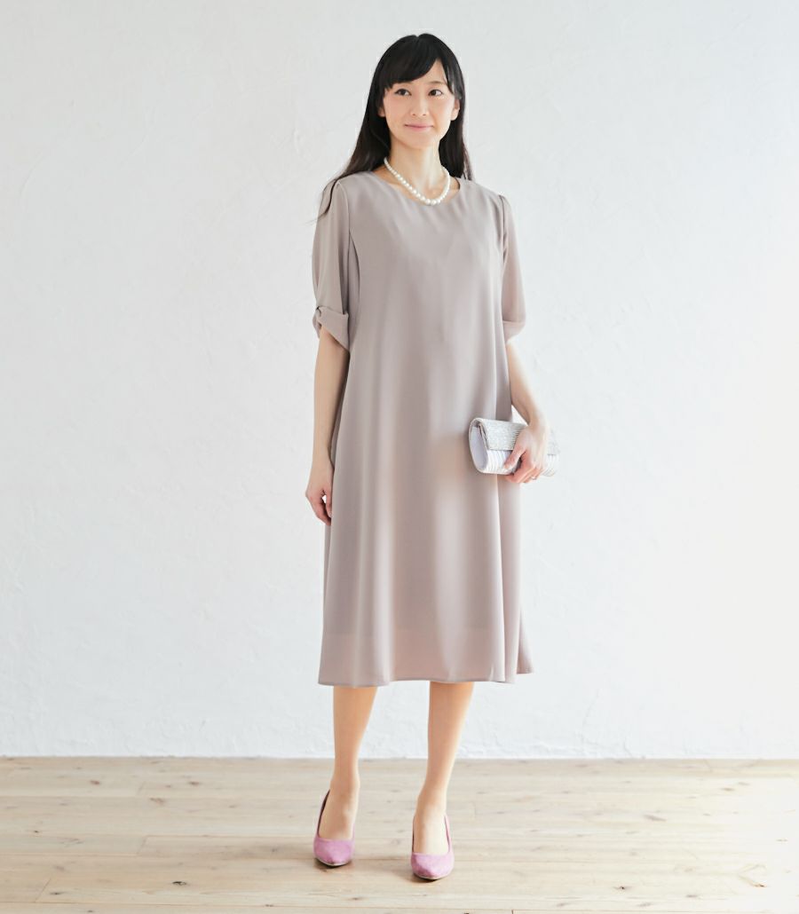 会員様限定レンタル リボンスリーブワンピース フォーマル授乳服 日本製 授乳服 マタニティー服のモーハウス 24年間ママに愛され続ける日本製授乳服