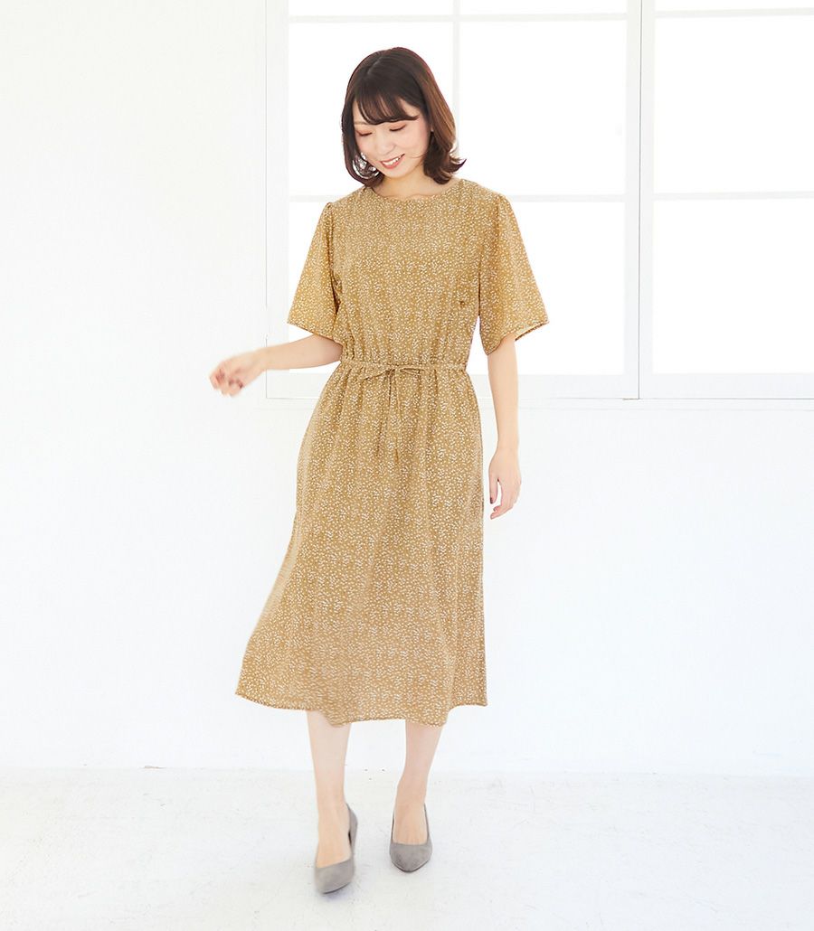 フラワーギャザーワンピース 授乳服 マタニティ服 日本製【授乳服・マタニティウェア・授乳ブラ】