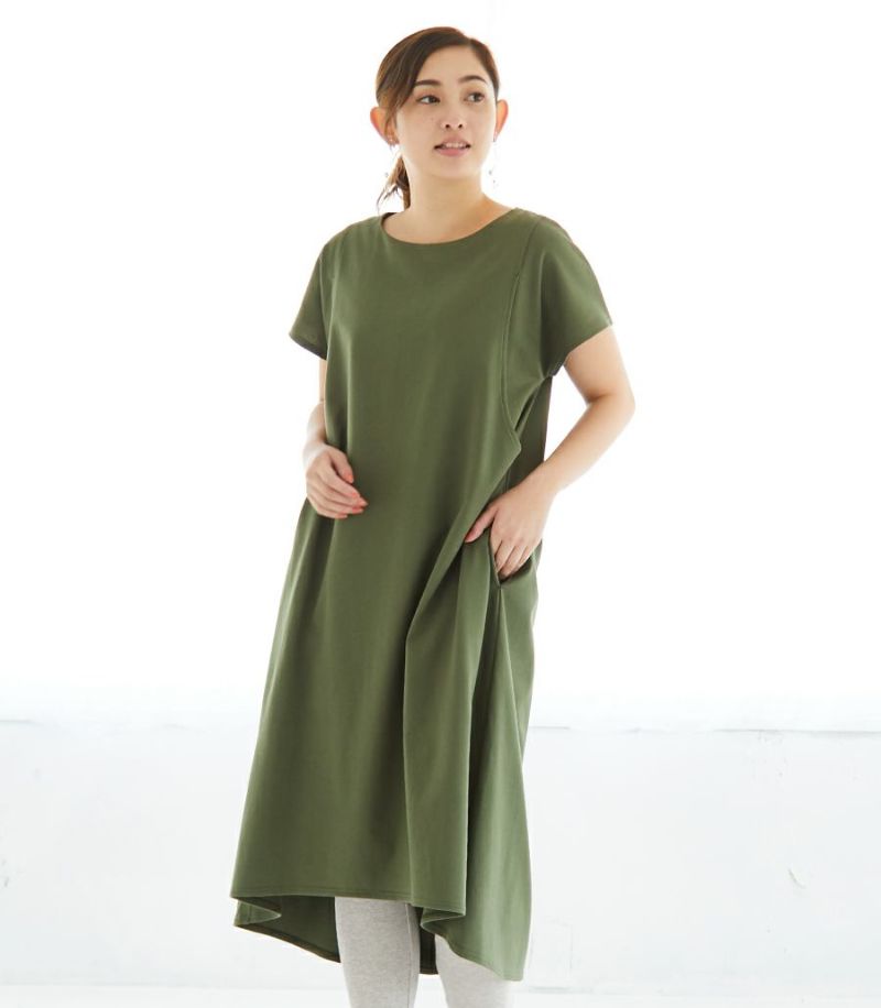 再入荷 フレアーカットソーワンピース 半袖 授乳服 マタニティ服 日本製 授乳服 マタニティ服のモーハウス 23年間ママに愛され続ける日本製授乳服