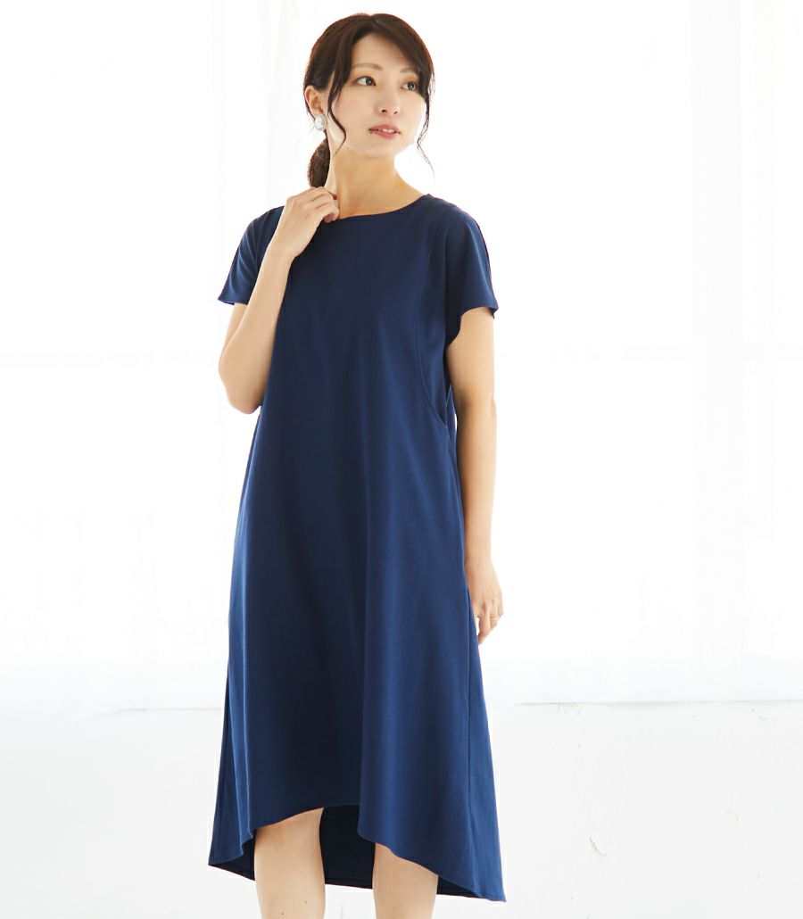フレアーカットソーワンピース 半袖 授乳服 マタニティ服 日本製 授乳服 マタニティ服のモーハウス 24年間ママに愛され続ける日本製授乳服