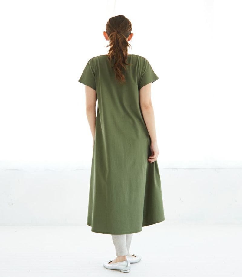 フレアーカットソーワンピース（半袖）　授乳服　マタニティ服　日本製【授乳服・マタニティウェア・授乳ブラ】