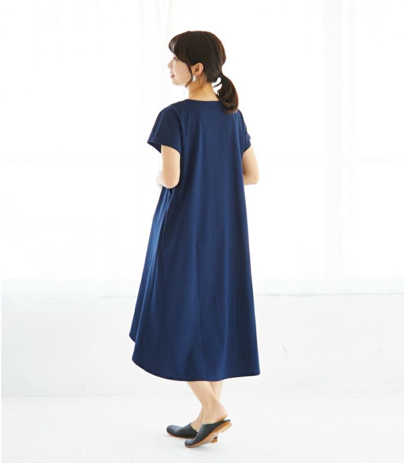 フレアーカットソーワンピース（半袖）　授乳服　マタニティ服　日本製【授乳服・マタニティウェア・授乳ブラ】