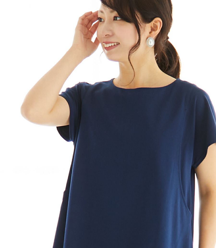 フレアーカットソーワンピース 半袖 授乳服 マタニティ服 日本製 授乳服 マタニティ服のモーハウス 24年間ママに愛され続ける日本製授乳服