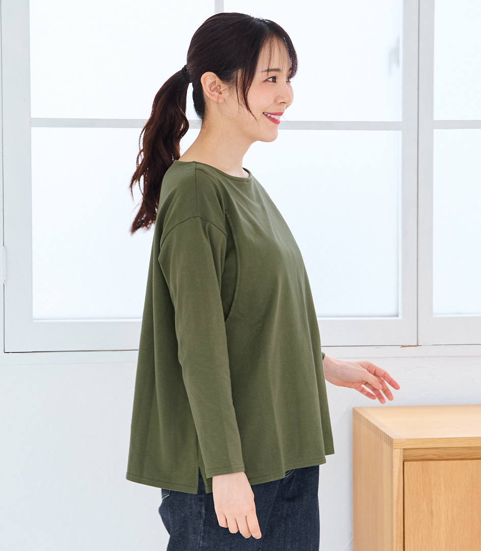 CARINO ベーシックT（長袖） 授乳服 日本製【授乳服・マタニティウェア・授乳ブラ】