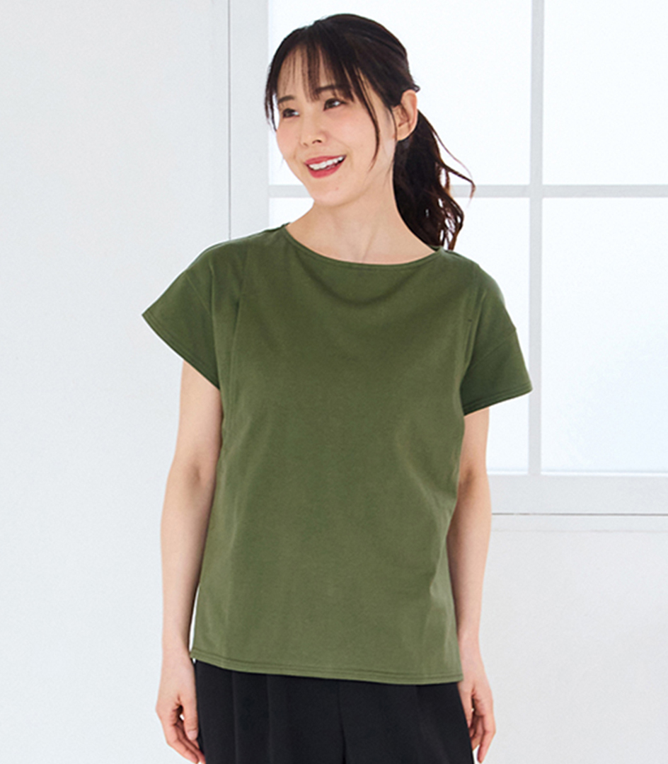 CARINO ベーシックT（半袖） 日本製【授乳服・マタニティウェア・授乳ブラ】