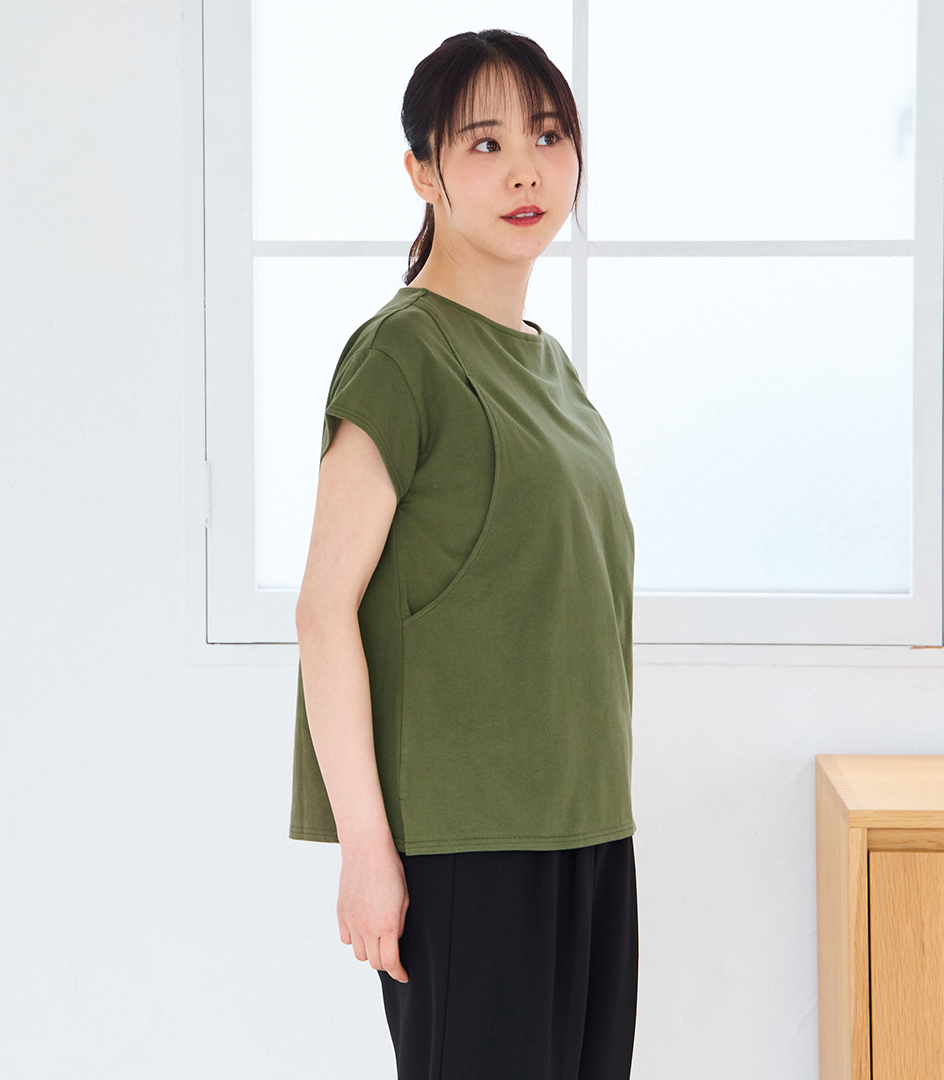 CARINO ベーシックT（半袖） 日本製【授乳服・マタニティウェア・授乳ブラ】