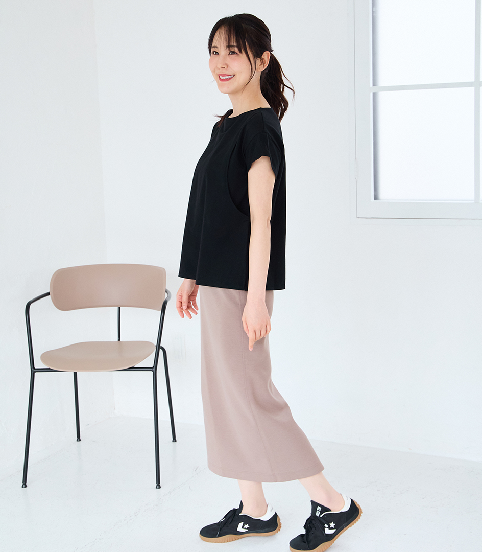 CARINO ベーシックT（半袖） 日本製【授乳服・マタニティウェア・授乳ブラ】