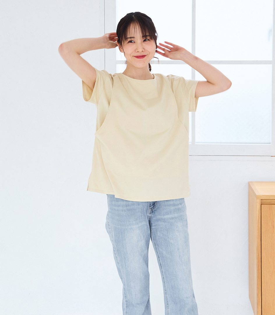 CARINO ベーシックT（半袖） 日本製【授乳服・マタニティウェア・授乳ブラ】