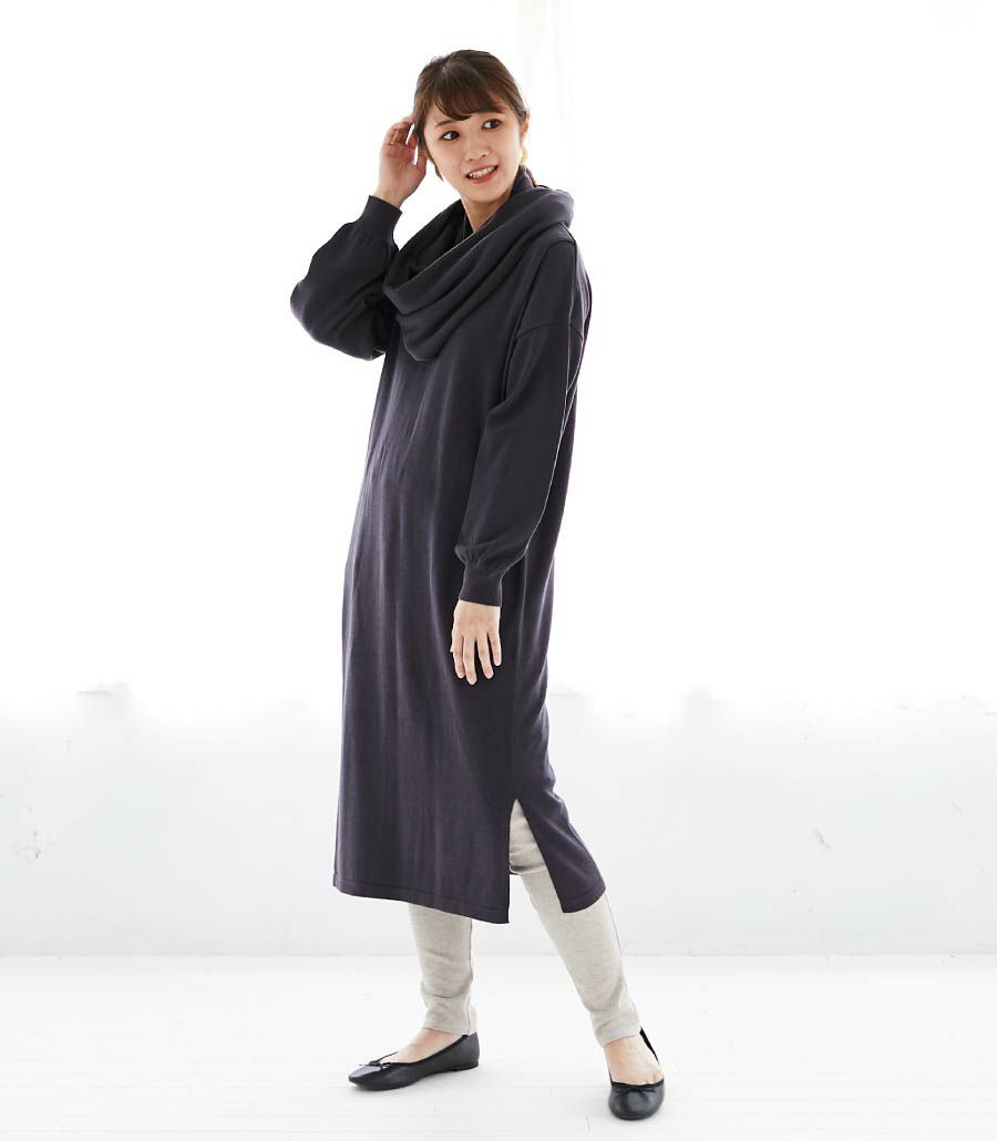 バックラインニットワンピース 授乳服 マタニティ服 授乳口付きワンピース モーハウス