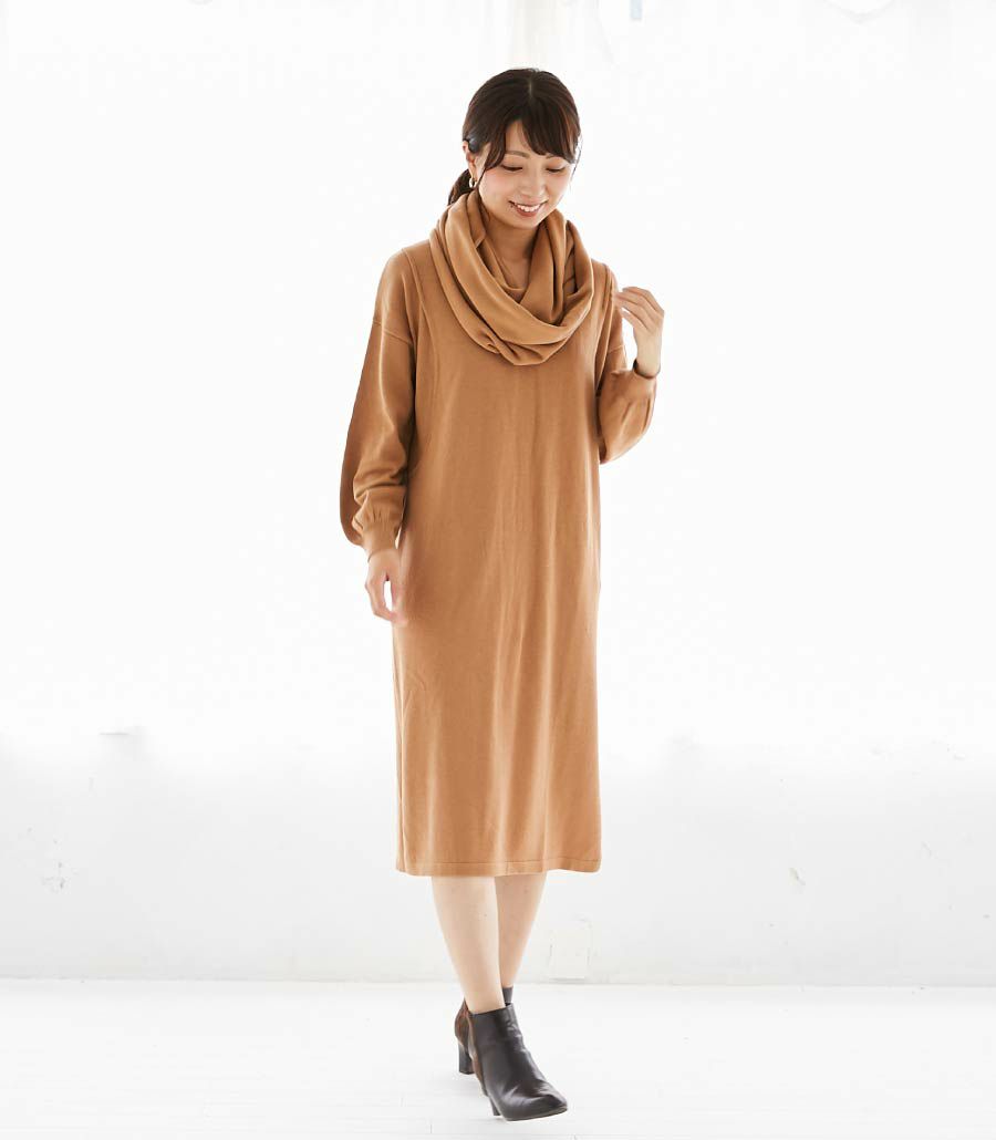 バックラインニットワンピース 授乳服 マタニティ服 授乳口付きワンピース モーハウス
