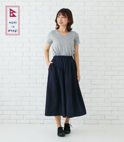 ピンタックスカート マタニティ服 マタ二ティスカート ネパール製【授乳服・マタニティウェア・授乳ブラ】