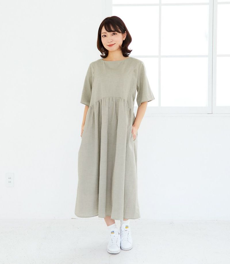 オーガニックガーゼワンピース 授乳服 マタニティ服 日本製【授乳服・マタニティウェア・授乳ブラ】