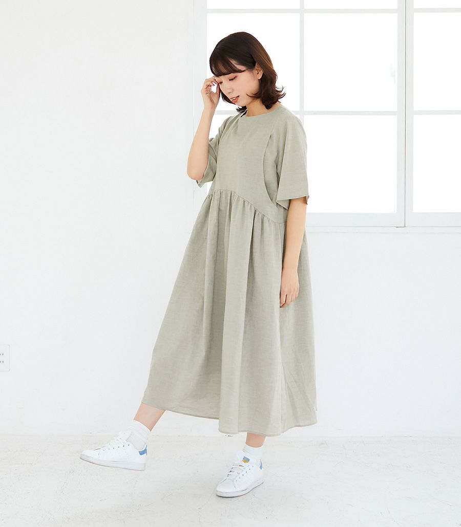 オーガニックガーゼワンピース 授乳服 マタニティ服 日本製【授乳服・マタニティウェア・授乳ブラ】