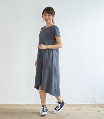 ＜新色＞フレアーカットソーワンピース（半袖） 授乳服 マタニティ服 日本製【授乳服・マタニティウェア・授乳ブラ】