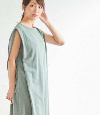 タックノースリーブワンピース 授乳服 マタニティ服 日本製【授乳服・マタニティウェア・授乳ブラ】