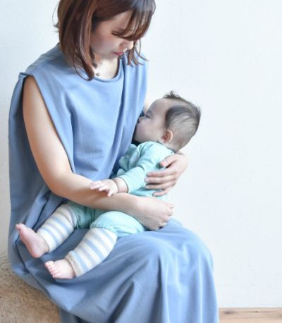 タックノースリーブワンピース 授乳服 マタニティ服 日本製【授乳服・マタニティウェア・授乳ブラ】