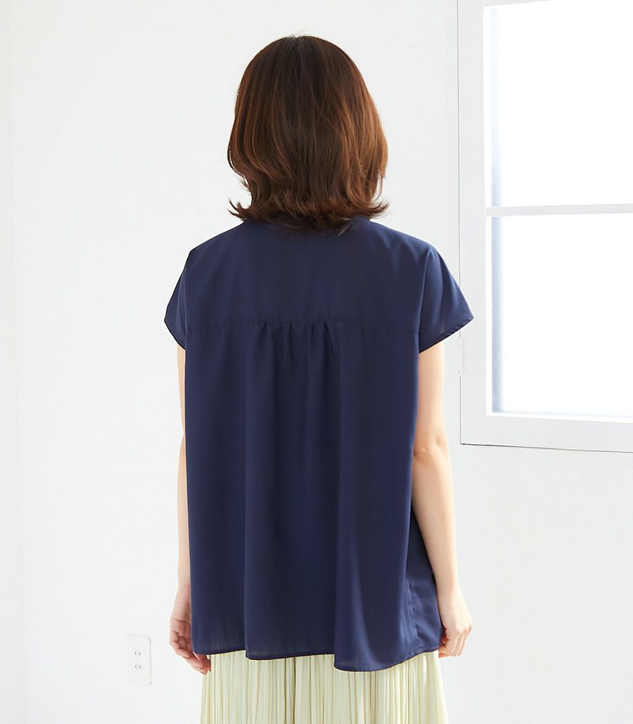 ローンギャザーブラウス 授乳服 日本製【授乳服・マタニティウェア・授乳ブラ】