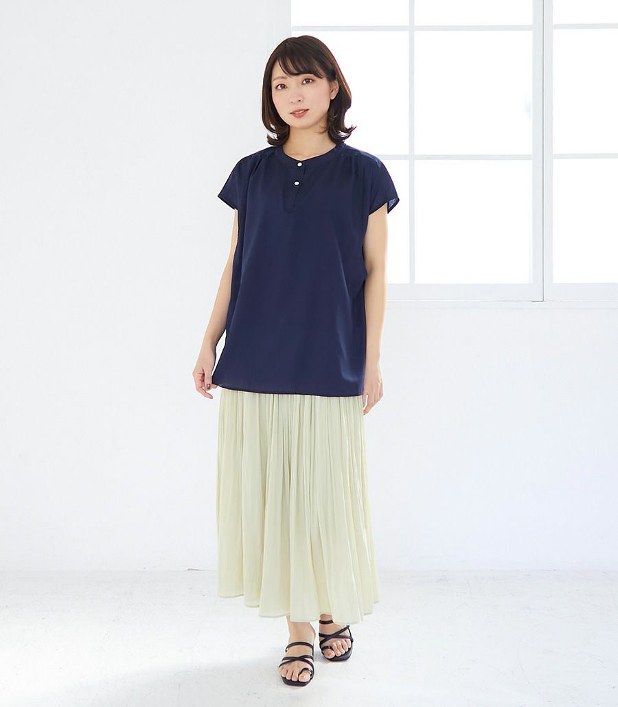 ローンギャザーブラウス 授乳服 日本製【授乳服・マタニティウェア・授乳ブラ】