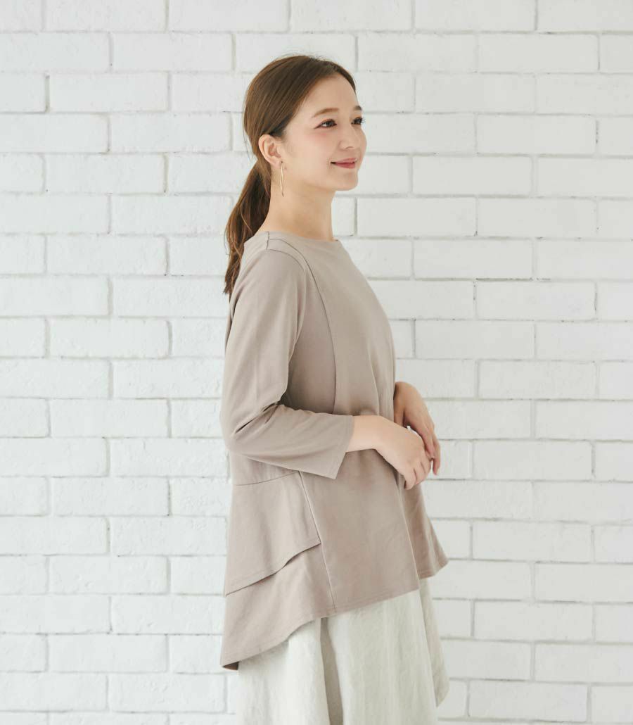 ダブルフレアーカットソー 授乳服 マタニティ服 日本製【授乳服・マタニティウェア・授乳ブラ】